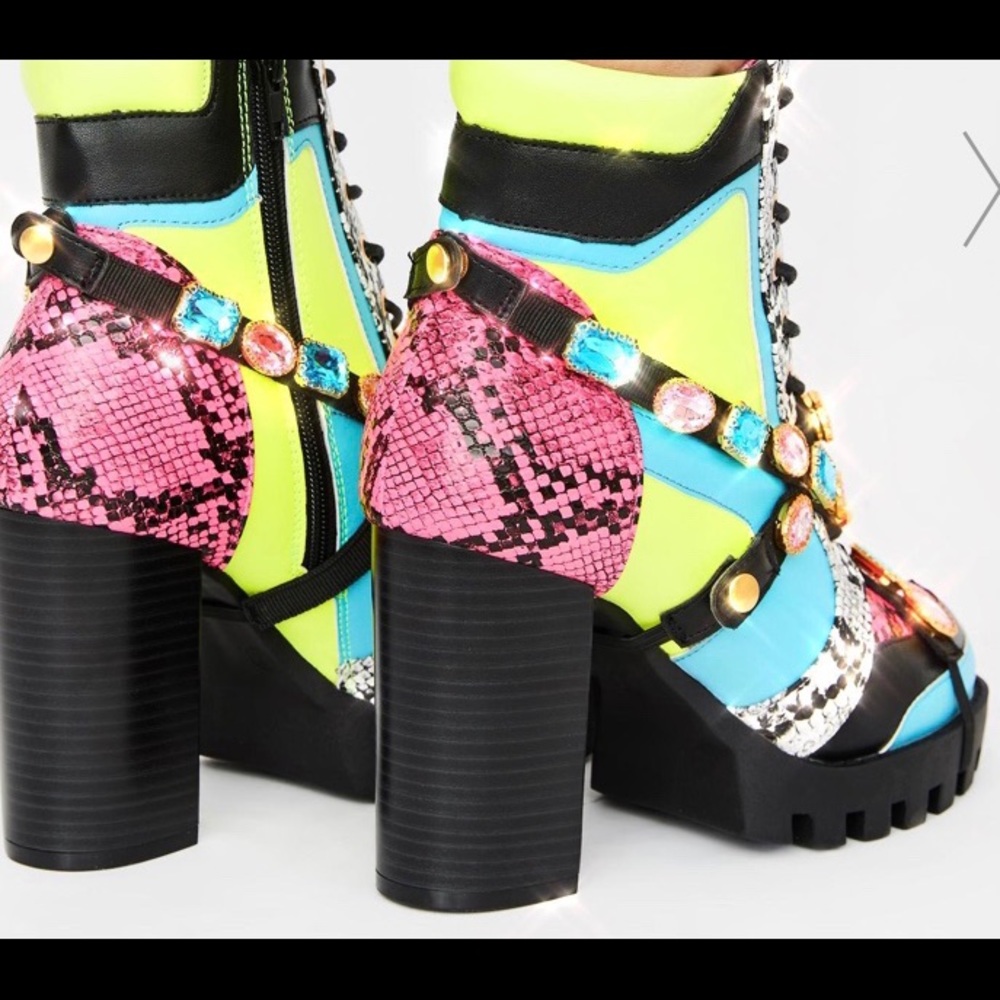 ‼️LAST PAIR‼️color rhinestone heel booties boots - Picture 5 of 6
